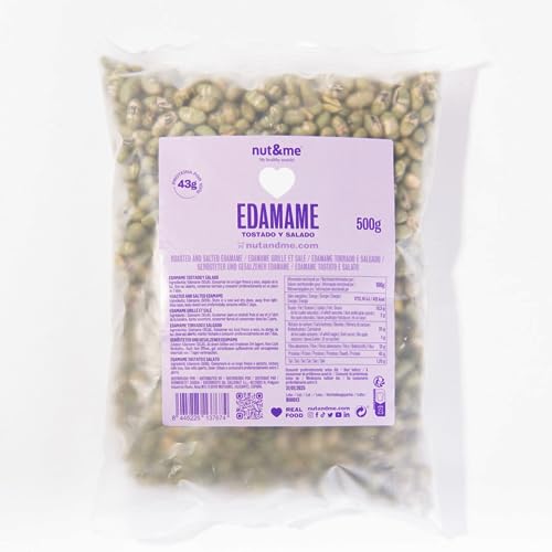 Edamame tostati e salati 500 g nut&me | Senza glutine e senza zuccheri aggiunti | Ricco di proteine | Snack croccante |