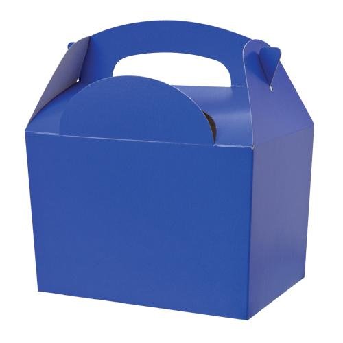 MustBeBonkers 60 Childrens/Kids Plain Coloured Carry Food Meal Birthday Party Box Loot Bag Boxes - Size: 152mm x 100mm x 102mm (Royal Blue)