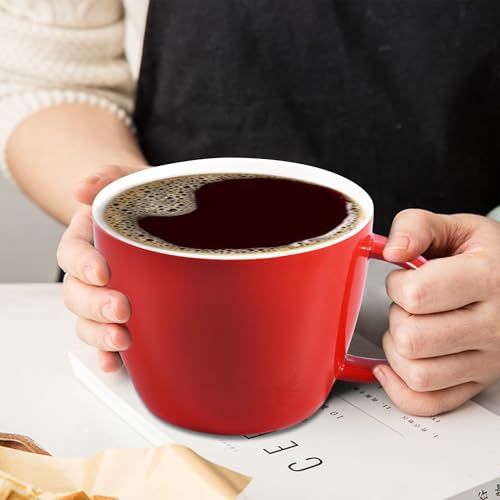 Juego de 2 tazas grandes de cerámica roja 30 oz miniatura 5