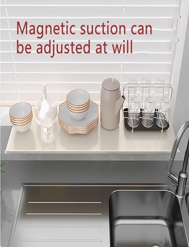 Rallonge de rebord de fenêtre magnétique en acier carbone blanc 60x20cm