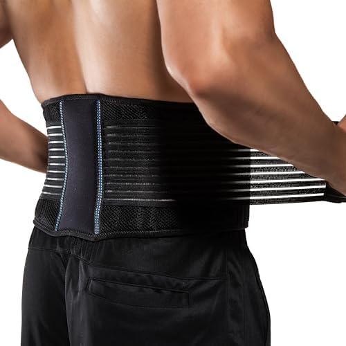 XXL : BraceUP Stabilizing Lumbar Lower Back Brace and Support Belt with Dual Adjustable Straps and Breathable Mesh Panels (XXL)