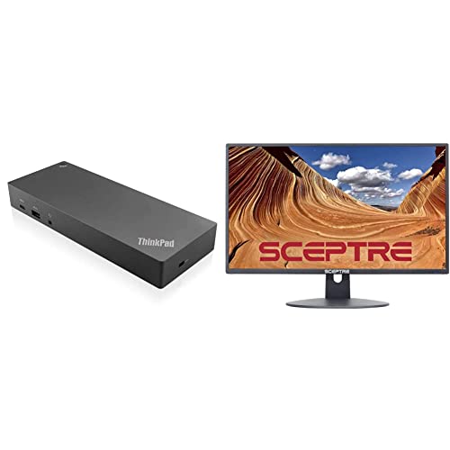 Image of Lenovo ThinkPad Hybrid USB-C with USB-A Dock (40AF0135US) and Sceptre 24-inch Professional Thin 1080p LED Monitor (E248W-19203R Series)