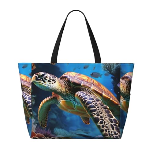 Beach Bags For Women Large Waterproof Sandproof Beach Tote Bag Lightweight Zipper Carry On Bag Ocean Animal Turtle Pool Bag For Gym Travel Vocation2