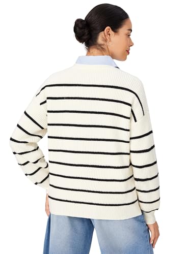 CIDER Women's Striped Knit Cardigan Button Down V Neck Fall Fashion Casual Sweater4