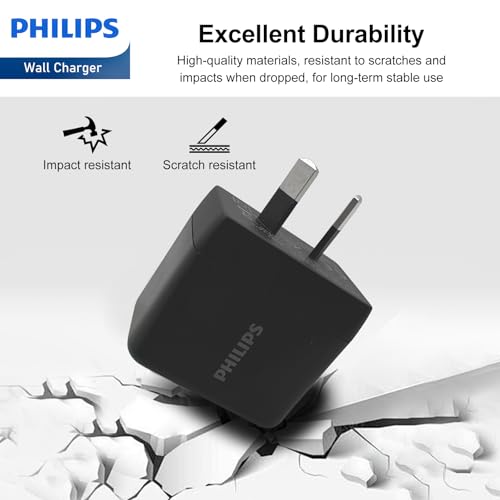 Philips USB A + USB C Wall Charger Adapter Plug 20W Dual Port Fast Charging |Safety | SAA Approved| Australia Standard| Compatible with iPhone 17/16/15/14/13/Pro/Pro Max| iPad (Black, 20W GaN Charger) - Image 7