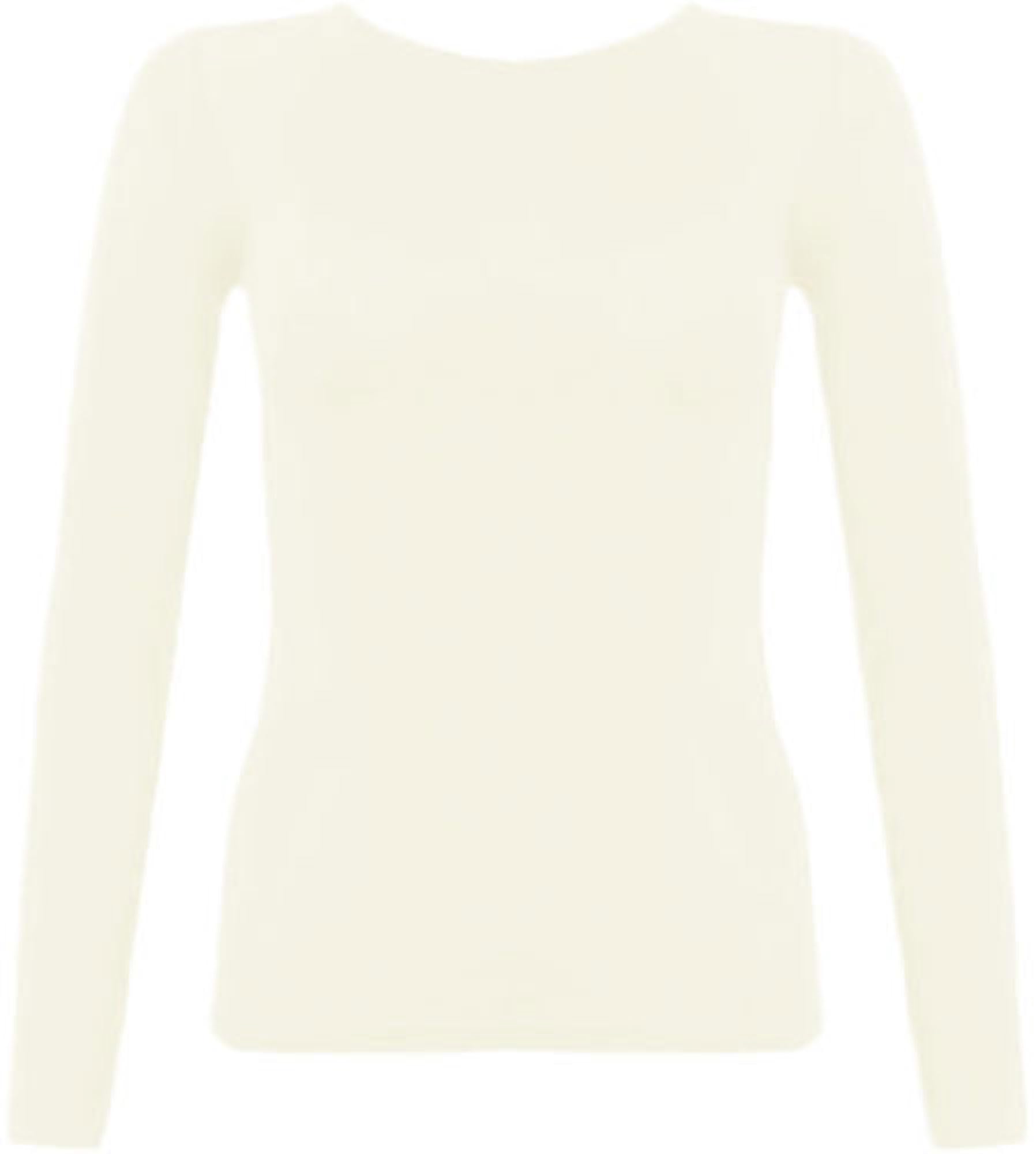 Sxme Might Say Women's White Stylish Versatile Long Sleeve Scoop Neck Stretch Plain Casual T Shirt Essential Top Blouse Assorted Must Have In Every Wardrobe Uk Sizes Xxxl