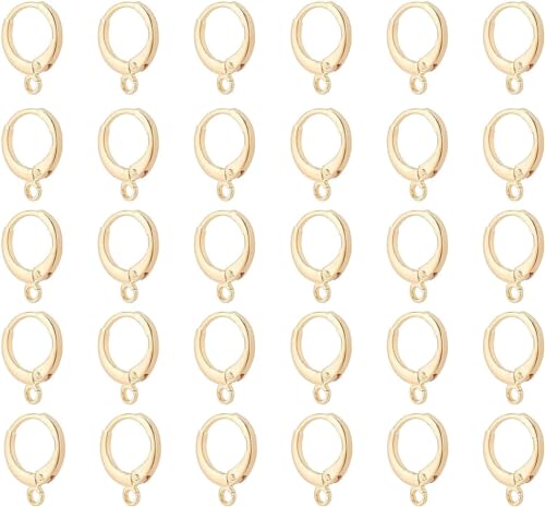 Image of Dhruv Crafts 25 Pieces French Leverback Earring Hooks for Jewellery Making, Brass Round Earwires Earring Components for DIY Craft Supplies Gold 14 mm