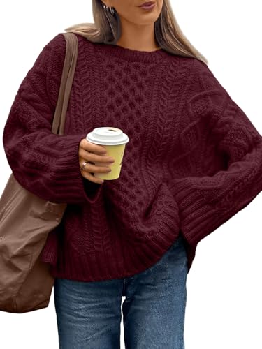Trendy Queen Oversized Cable Knit Sweaters for Women Trendy Early