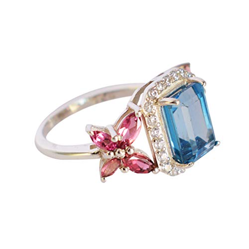 Topaze bleue rectangle en argent sterling 925, le bijou idéal des soirées et du quotidien