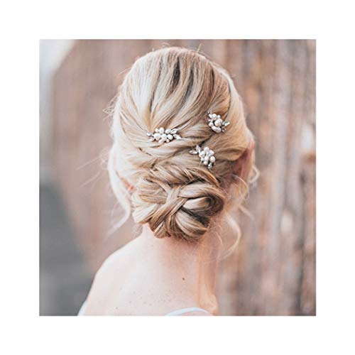 Unicra Wedding Pearl Hair Pins Hair Set Jewelry Decorative Bridal Hair Accessories for Brides and Bridesmaids Pack of 3 Silver