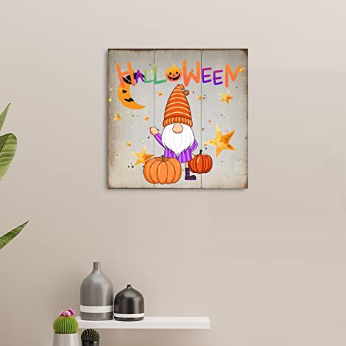 Décoration murale moderne en bois Halloween avec étoiles