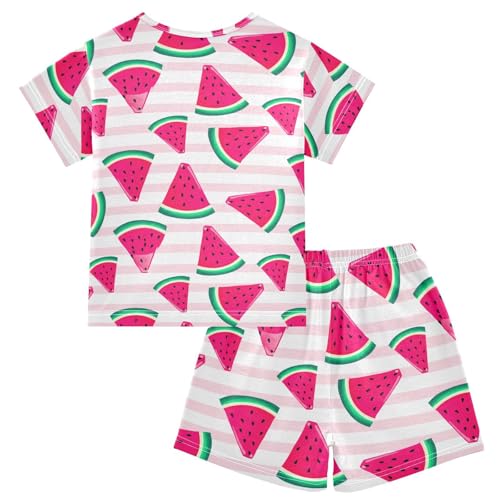 Watermelon Stripe Pajama Set Short Sleeve Pajamas Shorts Sets Cotton Soft Loungewear Sleepwear 5Y2