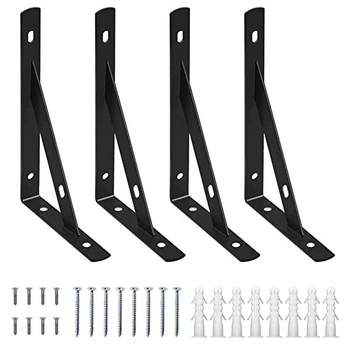 JOI WORLD Shelf Brackets - 4 Pcs 12 Inch Premium Bracket Set for Wall Shelf - Durable and Reliable Floating Shelf Bracket - Easy to Install Wall Bracket for Shelf – Ideal for Creating Additional Space