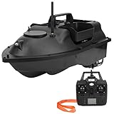 RC Barco de Pesca Teledirigido Barco de Cebo de Pesca Inteligente Inalámbrico Buscador de Peces con Doble Motor y Luz Nocturna LED, Posición GPS, Retorno Automático, 1.5kg Carga, 5200mAh(Black)