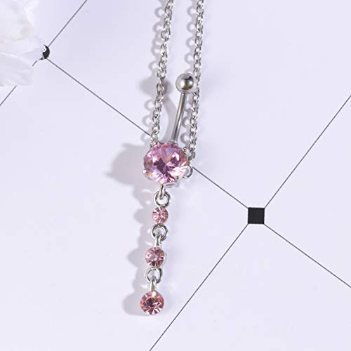 Holibanna Womens Belts 3Pcs Diamond Navel Ring Rhinestone Belly Button Bar Waist Chain Body Piercing Summer Beach Bikini Jewellery For Women And Girls (White, Blue And) Chain Necklace #TOP3