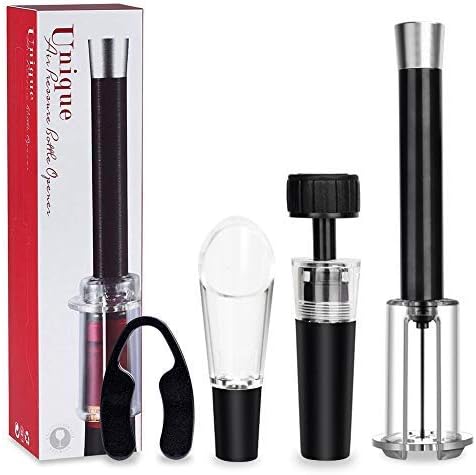 Wine Opener, MINLUK Wine Bottle Opener Set,Air Pump Wine Opener,Wine cork remover,Wine Bottle Corkscrews Remover Pump Tool Kit,with Foil Cutter,Wine Aerator Pourer,Vacuum Stopper Wine-4PCS Set