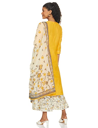 Image of Aurelia Women's Cotton Solid Round Neck Straight Kurta Set