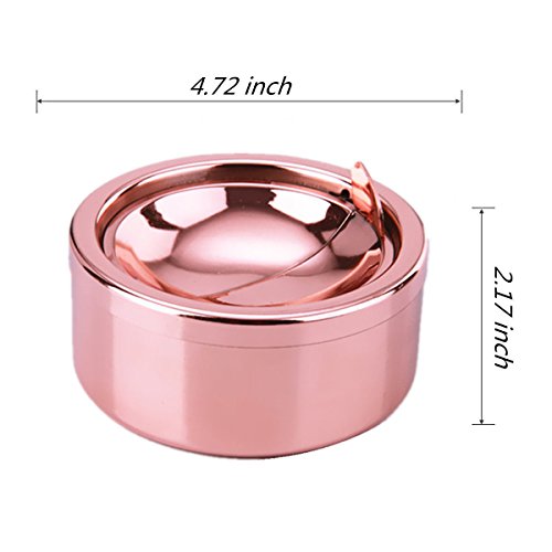 Zaoniy Stainless Steel Ashtray With Lid, Cigarette Ashtray For Indoor Or Outdoor Use, Ash Holder For Smokers, Desktop Smoking Ash Tray For Home Office Decoration (Rose Gold) #TOP1