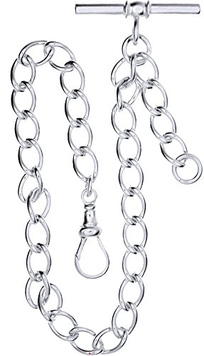 I LUV LTD Single Albert Chain for Pocket Watch - Large Link Sterling Silver - Gents Gift