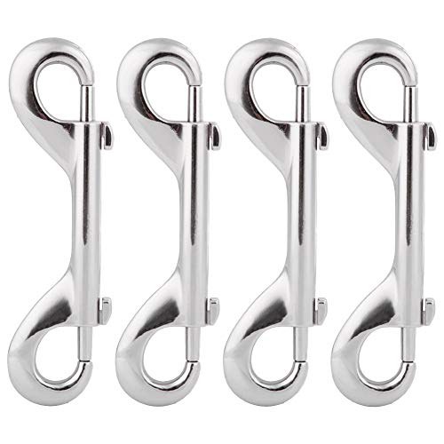 Aowesm 4 Packs Zinc Alloy Double Ended Bolt Snap Hooks Nickel Plated Double Sided Trigger Chain Metal Clip Scuba Diving Clips Key Holder Security New (Silver, 4 Inch) #TOP1