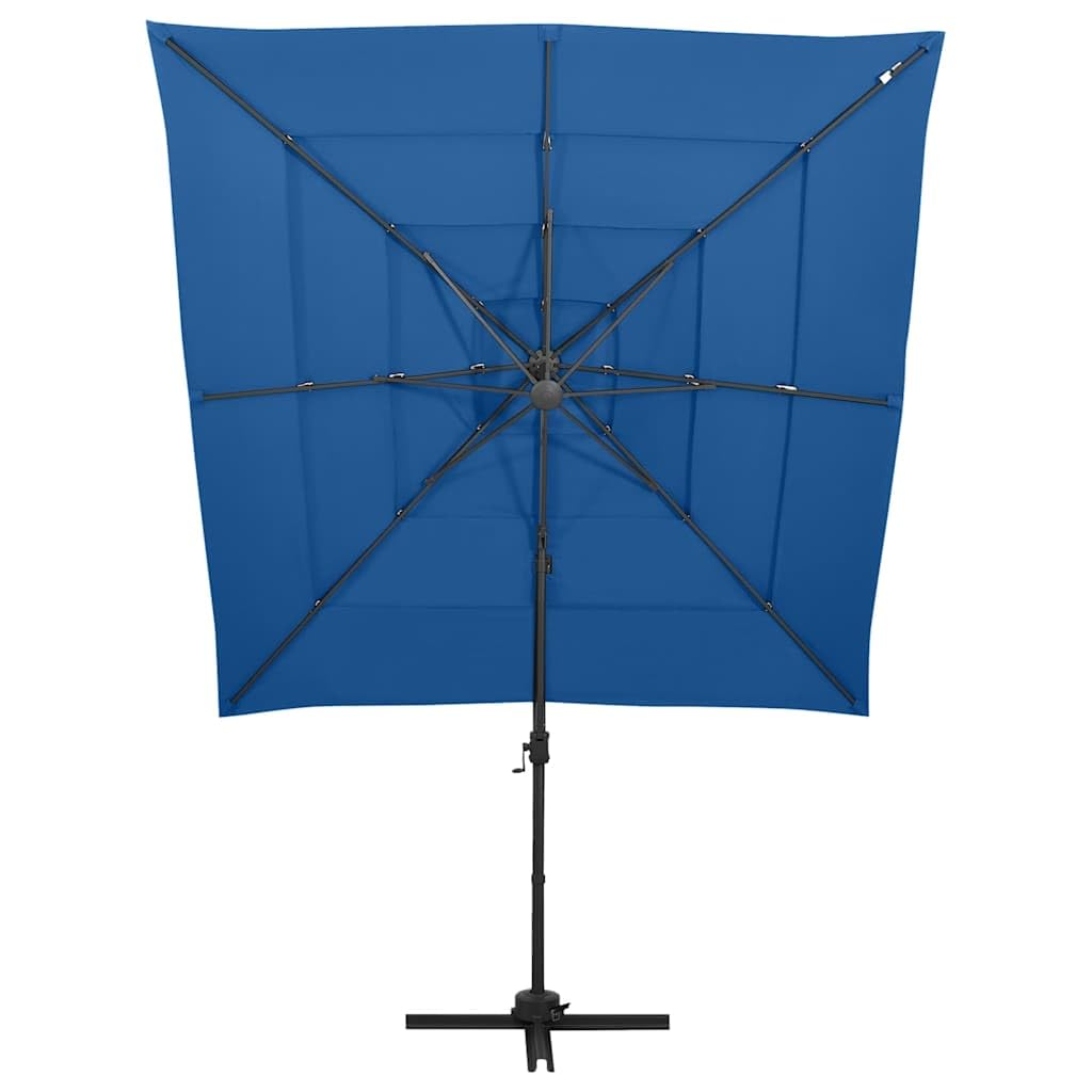 SYDE Parasol ogrodowy 4 poziomy, aluminium, zielony, 250 x 250 cm