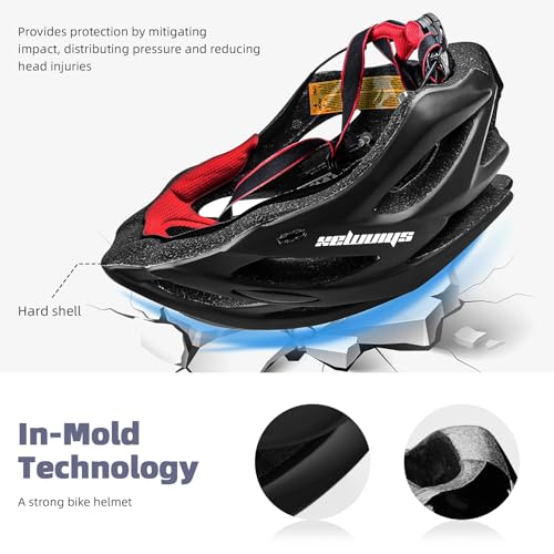 Shinmax Bicycle Helmet with Safety LED Light, CE Certified Bike Helmet Adjustable Mountain & Road Cycle Helmet for Men Women Adult Cycling Helmet with Detachable Visor Backpack Lightweight MTB Helmet - Image 6