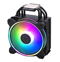 Cooler Master Hyper 212 Halo CPU-Luftkühler tiefschwarzes Aluminium-Finish, 4 kontinuierliche Direktkontakt-Heatpipes mit Lamellen, MF120 Halo2 ARGB-Lüfter, LGA1700 & AM5 Kühler, ARGB Erkennung, V2 – Ansicht 5