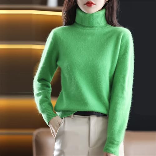 Womens Turtleneck Pullover 100 Percent Mink Cashmere Sweater Knitted Warm Long Sleeve Fitted Pullover Sweater4