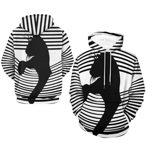 Hoodie Chat Noir De Poche UMENG avec capuche et manche longue, pull noir unisexe S - 7