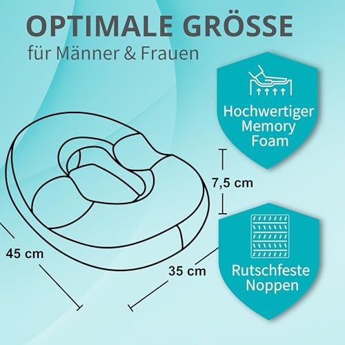 riijk Bequemer Sitzring, Wohltuend für Steißbein und Intimbereich inkl. kühlende Gel-Schicht, Ringkissen, Donut Kissen, Steißbeinkissen mit Memory-Schaum