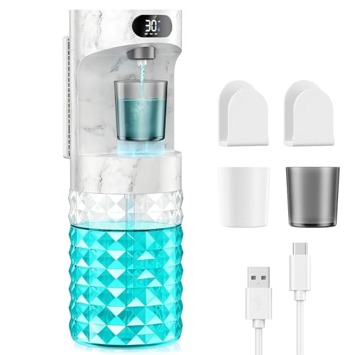 Image of Automatic Mouthwash Dispenser for Bathroom,20.29 oz Mouth Wash Dispensers Bathroom Accessories Set with Magnetic Cups,4 Modes Wall Mounted Touchless Electric Mouthwash Dispensers for Home Family