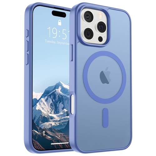 Image of SUPFINE Magnetic for iPhone 16 Pro Case (Compatible with MagSafe) (Military Grade Drop Protection) Slim Translucent Matte Shockproof with Anti-Fingerprint Phone Case,Blue Purple