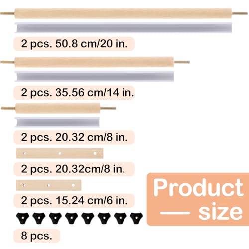 DoubleFill Cross Stitch Scroll Frame Set with Plastic Clamps Beech Hardwood Different Sizes Embroidery Frames Needlepoint Cross Stitch Holder Square Embroidery Hoop Holder for Sewing Projects - Thumbnail 2