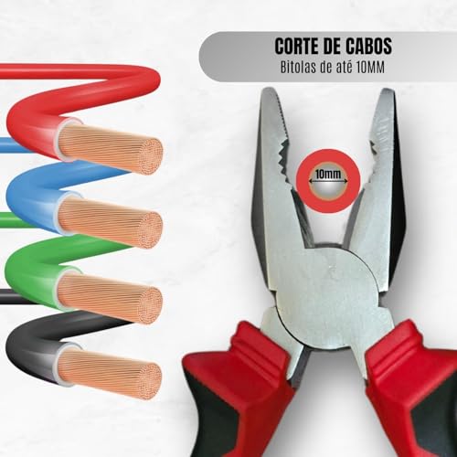 Alicate Universal Profissional 8 Polegadas Cabo Emborrachado Aço Resistente Construção Civil