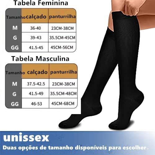 3 pares de meias de compressão feminina e masculina Circulação 15-25 mmHg é o melhor para usar o dia