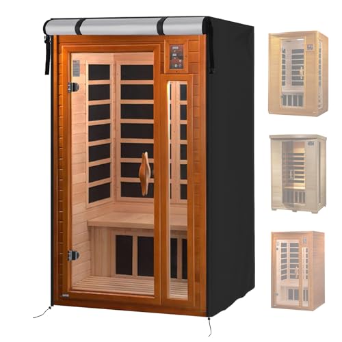 Safipotts Outdoor-Sauna-Abdeckung, kompatibel mit 2–3 Personen, 420D robuste, wasserdichte Abdeckung für Infrarot-Sauna, (schwarz, nur Abdeckung) (124 x 108 x 190 cm)