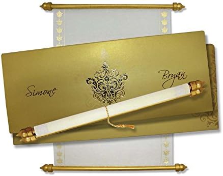 Wedding Scrolls, Box Scroll Invitations, Scroll Wedding Invitations (10 pcs) (Gold)