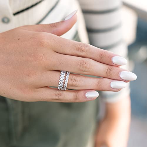 Espere 3 Ctw Oval Cut Cz Eternity Ring | Womens Wedding Band Stacking Ring Rhodium Plated Size 6 #TOP3