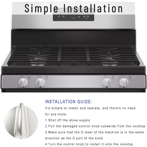 Updated WB03K10303 Stove Knobs Replacement for GE Profile Cooktop & Oven Range, Heavy-Duty Metal Burner Control Knobs, Fit WB03K10208, AP4980246,1810427, etc 5 Packs (Not Universal) view 7