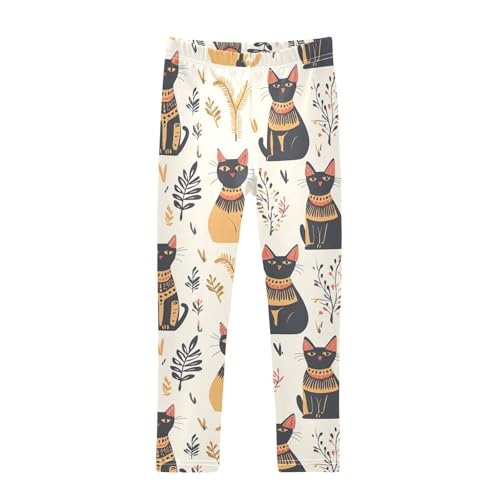 Cat Statue Girls Leggings,Workout Leggings for Girls Toddler Athletic Legging Size for 3-10T