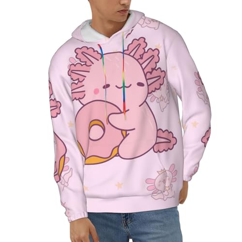 A-xolotl Kawaii Men's Hoodies, Hooded Collar Drawstring Hoodies Pullover Sweatshirts Casual Long Sleeves2