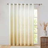 Central Park Ombre Window Door Curtain 100' Extra Wide Linen Ombre Gradient Print on Rayon Blend Treatment for Sliding Patio Door with Grommets，Cream White to Yellow/Light Gold，100' x 95', 1 Panel