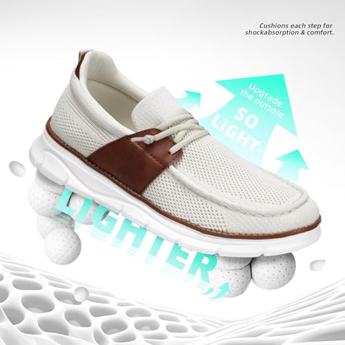 Image of Mens Casual Slip in Boat Shoes Fashion Lightweight Slip On Loafers Walking Beach Sneakers Work Mesh Oxfords Soft Sole