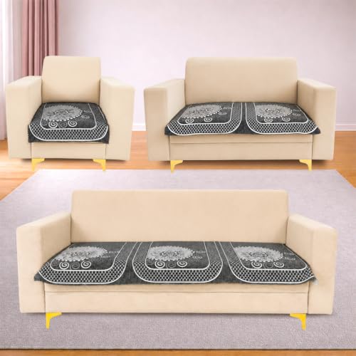 Image of Homerz Premium Chenille Fabric Sofa Cover | Soft, Durable & Dustproof | Decorative Couch Cover (Solitaire Grey, 6 (3+2+1) Seater, Only Seat Cover)