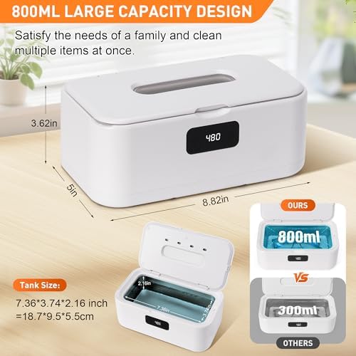 Bild 2 - Ultraschallreinigungsgerät Brille Zahnschiene Schmuck - 800ML 49000Hz UV Ultraschall Reinigungsgerät - 5 Timer Modi Brillen Ultraschallreiniger für Zähne Ultrasonic Jewelry Cleaner
