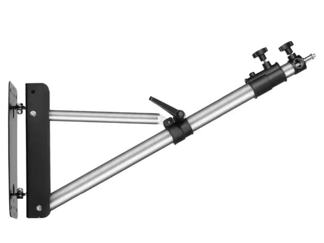 VEEPRO Wall Mounting Boom Arm with Triangle Base for Photography Studio Video Studio Strobe Light Monolight Softbox Umbrella Reflector(Metal Alluminium)