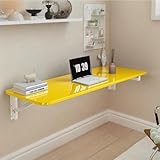 Folding Wall Table,Fold Down Desk Wall Mounted,Laundry Room Table for Folding Clothes,Foldable Floating Mount Desk for Small Spaces,Home Office,Kitchen Dining(Yellow, 80x50cm / 31.5×19.7inch)