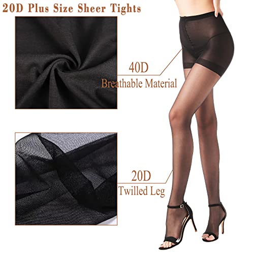 WAKUNA 2 Pairs Toeless Pantyhose Tights For Women 20D Open Toe Pantyhose Control Top