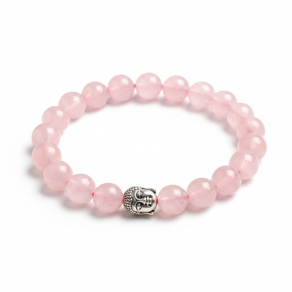 Natural Rose Quartz Bracelet with Buddha Charm | Love, Emotional Healing, Self-Love & Positive Energy | Stretch Bracelet for Men & Women-image-40