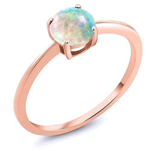 Gem Stone King 10K Rose Gold Gemstone Birthstone Solitaire Engagement Ring | Round 6MM | Wedding Anniversary Promise Ring For Women | Available in Size 5,6,7,8,9